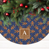 Navy Blue Gingerbread Man Monogram Kerstmis Kerstboom Rok