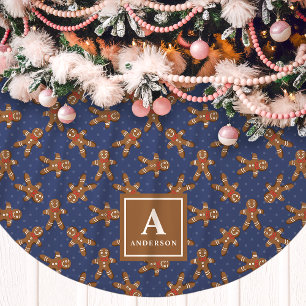 Navy Blue Gingerbread Man Monogram Kerstmis Kerstboom Rok