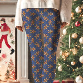 Navy Blue Gingerbread Man Polka Dot Kerstmis Leggings
