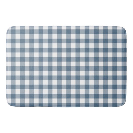 Navy Blue Gingham Buffalo Check Plaid Badmat (Voorkant)