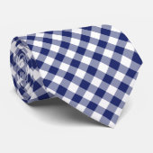 Navy Blue Gingham Checkered Stropdas (Opgerold)