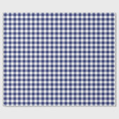 Navy Blue Gingham Checks Pattern Cadeaupapier (Vlak)