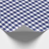 Navy Blue Gingham Checks Pattern Cadeaupapier (Hoek)