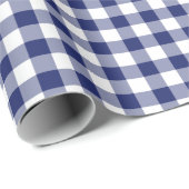 Navy Blue Gingham Checks Pattern Cadeaupapier (Rol Hoek)
