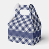 Navy Blue Gingham controleert patroon Bedankdoosjes (Achterkant)