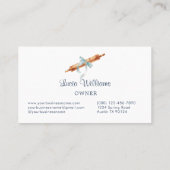 Navy Blue Gingham Coquette Bow Utensils Bakery Visitekaartje (Achterkant)