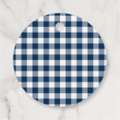 Navy Blue Gingham Dank u Bedankjes Labels (Achterkant)