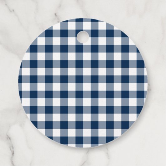 Navy Blue Gingham Dank u Bedankjes Labels (Achterkant)