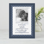 Navy Blue Gingham Dreams Foto geboorteaankondiging Aankondiging (Staand voorkant)