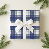 Navy Blue Gingham Holiday Wrapping Paper Cadeaupapier