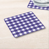 Navy blue gingham kartonnen onderzetters (Schuin)