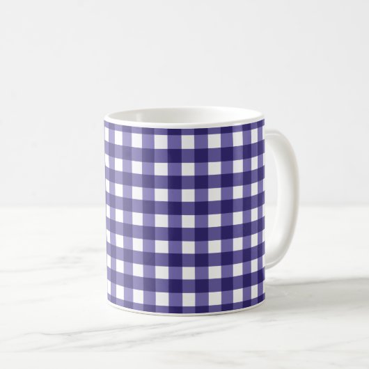 Navy blue gingham koffiemok (Voorkant rechts)