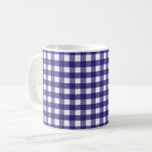 Navy blue gingham koffiemok (Voorkant links)