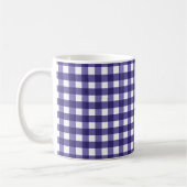 Navy blue gingham koffiemok (Links)