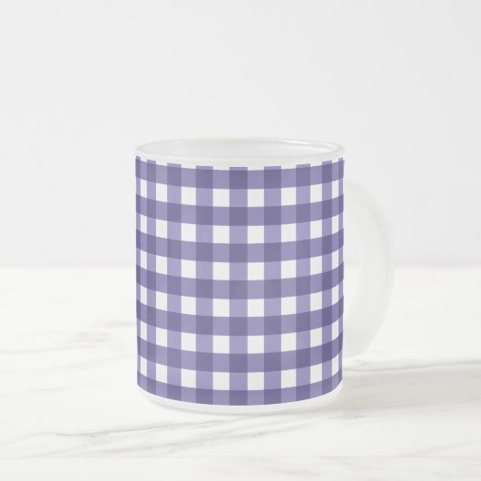 Navy blue gingham matglas koffiemok (Voorkant rechts)