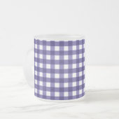 Navy blue gingham matglas koffiemok (Voorkant links)