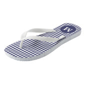 Navy Blue Gingham Monogrammed Teenslippers (Schuin)