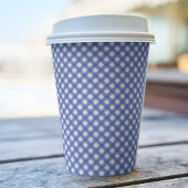 Navy Blue Gingham Paper Cups Papieren Bekers