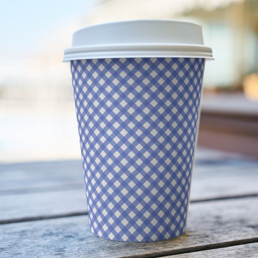 Navy Blue Gingham Paper Cups Papieren Bekers