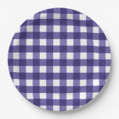 Navy blue gingham papieren bordje (Voorkant)