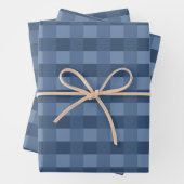 Navy Blue Gingham Pattern Wrapping Paper (In situ)