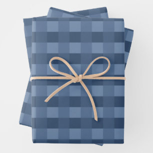 Navy Blue Gingham Pattern Wrapping Paper