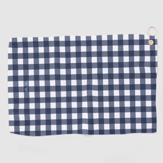Navy Blue Gingham Pset Golfhanddoek (Horizontaal)