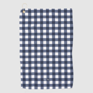 Navy Blue Gingham Pset Golfhanddoek