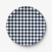 Navy Blue Gingham Pset Papieren Bordje (Voorkant)
