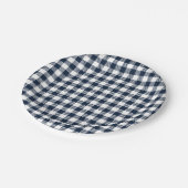 Navy Blue Gingham Pset Papieren Bordje (Gekanteld)