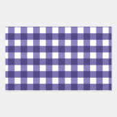 Navy blue gingham rechthoekige sticker (Voorkant)