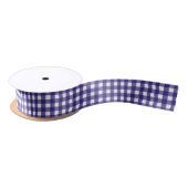 Navy blue gingham satijnen lint (Spoel)