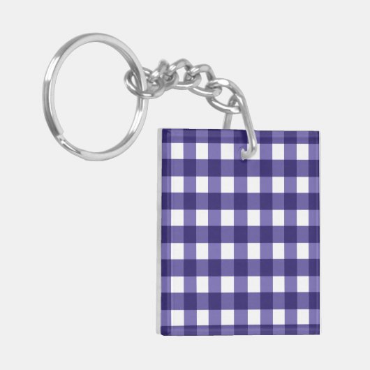 Navy blue gingham sleutelhanger (Voorkant Links)