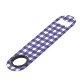 Navy blue gingham speed flessenopener (Achterkant Gekanteld)