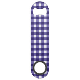 Navy blue gingham speed flessenopener