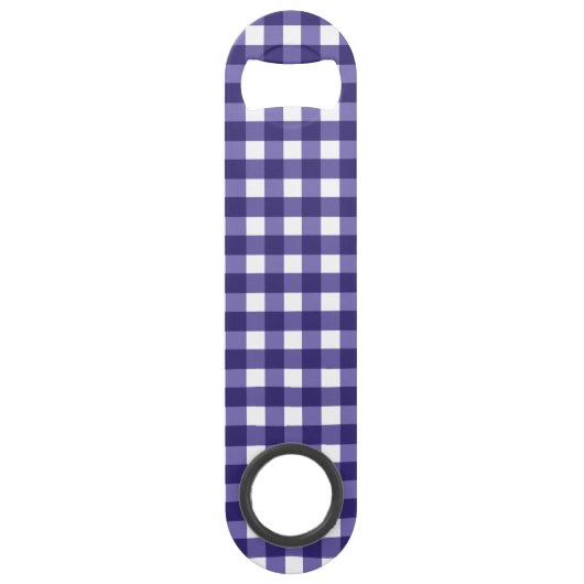 Navy blue gingham speed flessenopener (Voorkant)