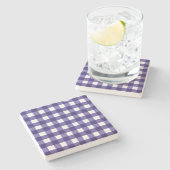 Navy blue gingham stenen onderzetter (Zijkant)