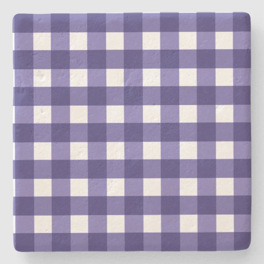 Navy blue gingham stenen onderzetter (Voorkant)