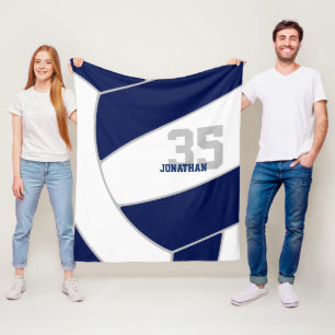 Navy Blue Ginormus Volleybal W Atleet Naam Fleece Deken