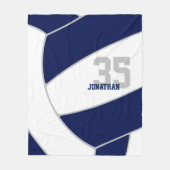 Navy Blue Ginormus Volleybal W Atleet Naam Fleece Deken (Voorkant)