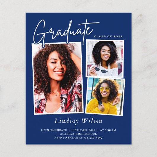 Navy Blue Girl 3 Foto Afstuderen Celebration (Voorkant)