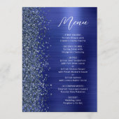 Navy Blue Glam Glitter Script Wedding Menu (Voorkant)