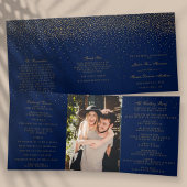 Navy Blue & Glam Gold Confetti bruiloft Collectie Drieluik Programma