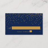 Navy Blue & Glam Gold Confetti bruiloft escort Kaa Plaatskaartje (Voorkant)