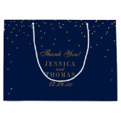 Navy Blue & Glam Gold Confetti bruiloft gunst Groot Cadeauzakje (Voorkant)