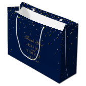 Navy Blue & Glam Gold Confetti bruiloft gunst Groot Cadeauzakje (Voorkant Gekanteld)