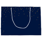 Navy Blue & Glam Gold Confetti bruiloft gunst Groot Cadeauzakje (Achterkant)