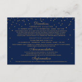 Navy Blue & Glam Gold Confetti trouwdetail Informatiekaartje (Achterkant)