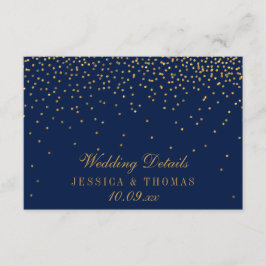Navy Blue & Glam Gold Confetti trouwdetail Informatiekaartje