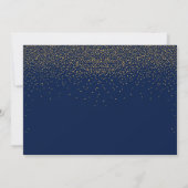Navy Blue & Glam Gold Confetti trouwfoto Save The Date (Achterkant)